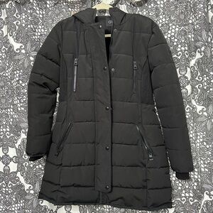 Guess Black Hooded Puffer Coat